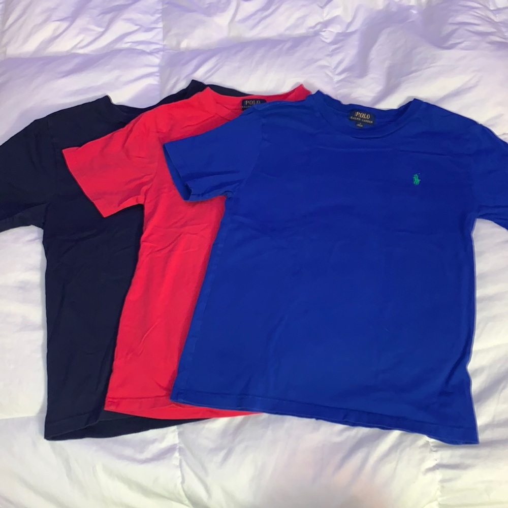 BUNDLE of 3 Polo Cotton Jersey Crewneck Tee - Youth Large